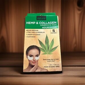 AZURE Hemp &‎ Collagen Nourishing UNDER EYE PADS Toning Hydrating Anti Aging NEW